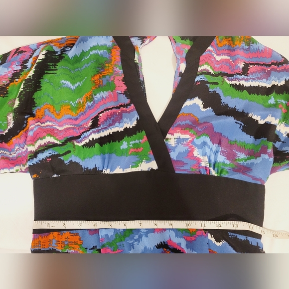Anthropologie Plenty By Tracy Reese Muticolored Abstract 100% Silk Kimono Dress - Picture 14 of 15